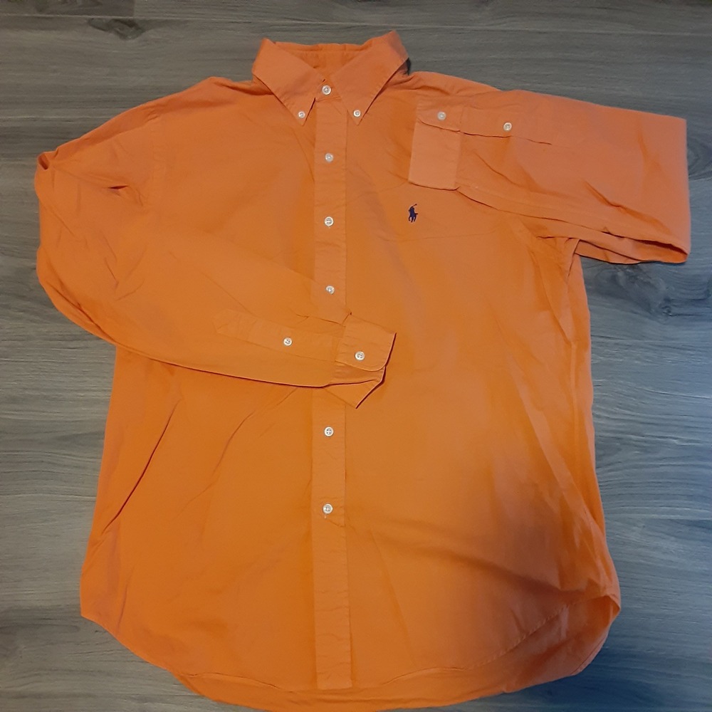 Polo Ralph Lauren Mens Orange Cotton Long Sleeve Button Down Shirt Size L